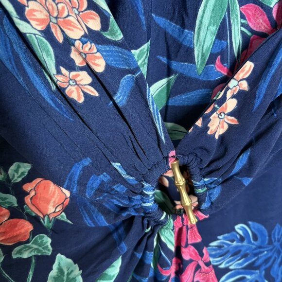 Tommy Bahama Women L Carmela Fabric Clara Breezy Bouquet Faux-Wrap Dress NWOT - Picture 7 of 12